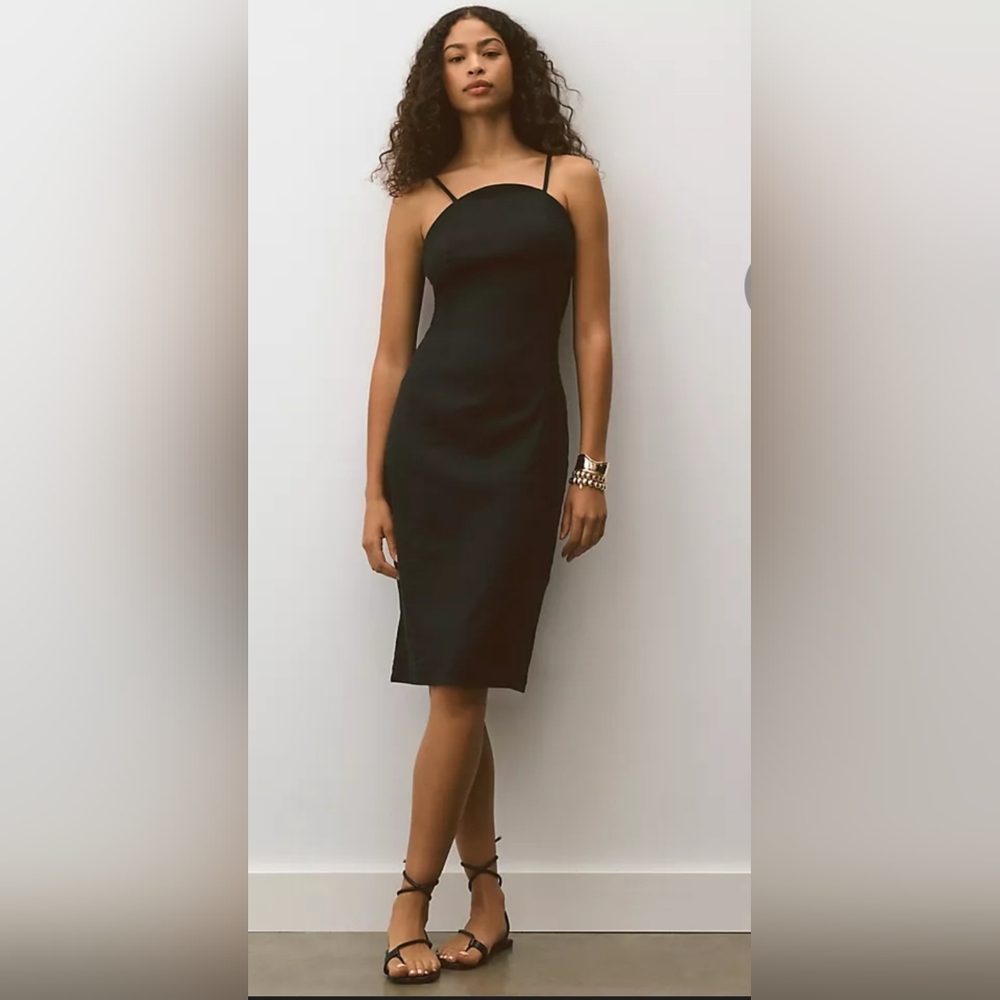 Anthropologie Halter Lin Slim Column Midi Dress Black Womens‎ Size 2